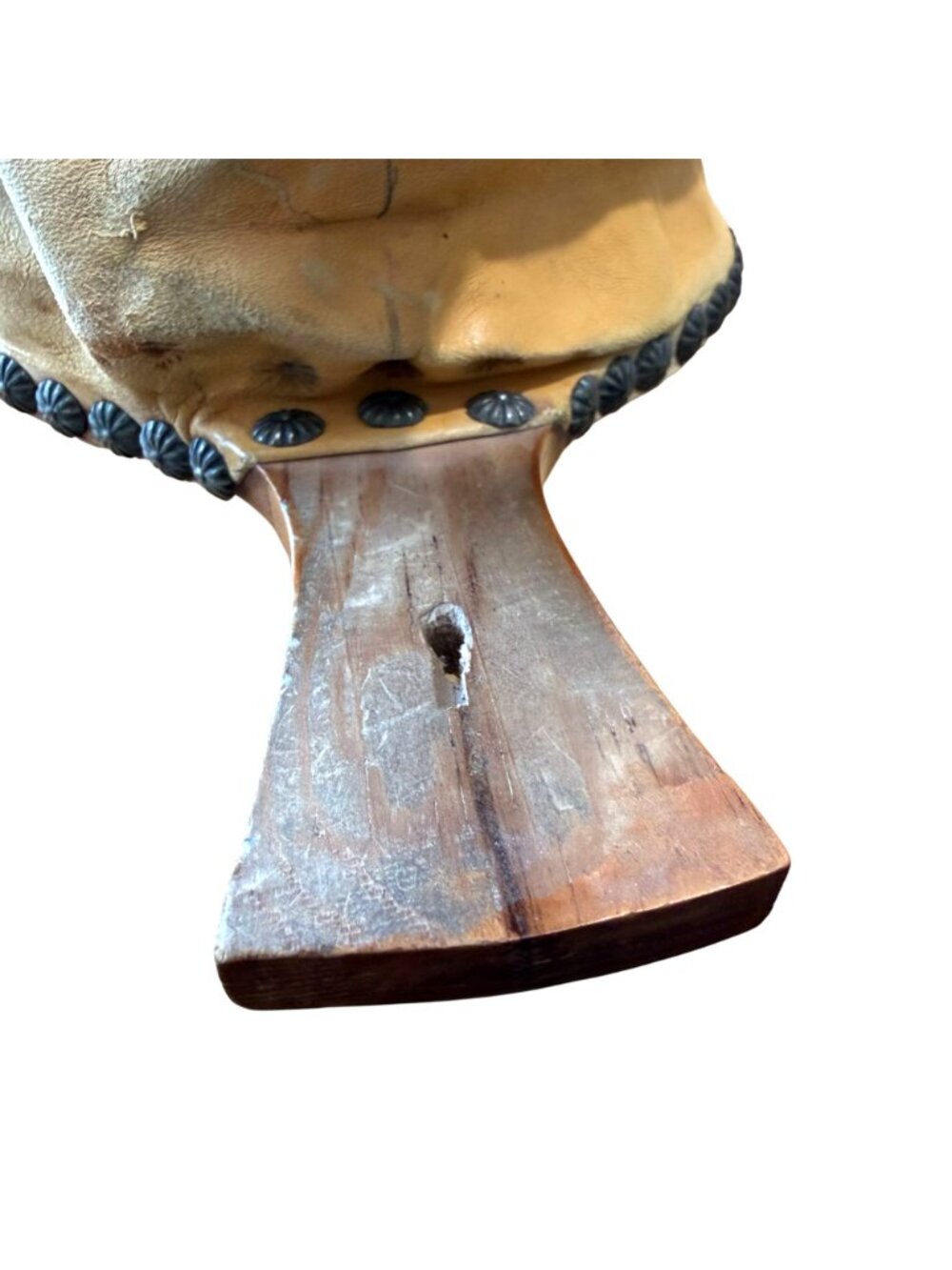 Handcrafted Wooden Leather Bellows VTG Working Ornate Floral Design Metal Studs - Picture 8 of 12